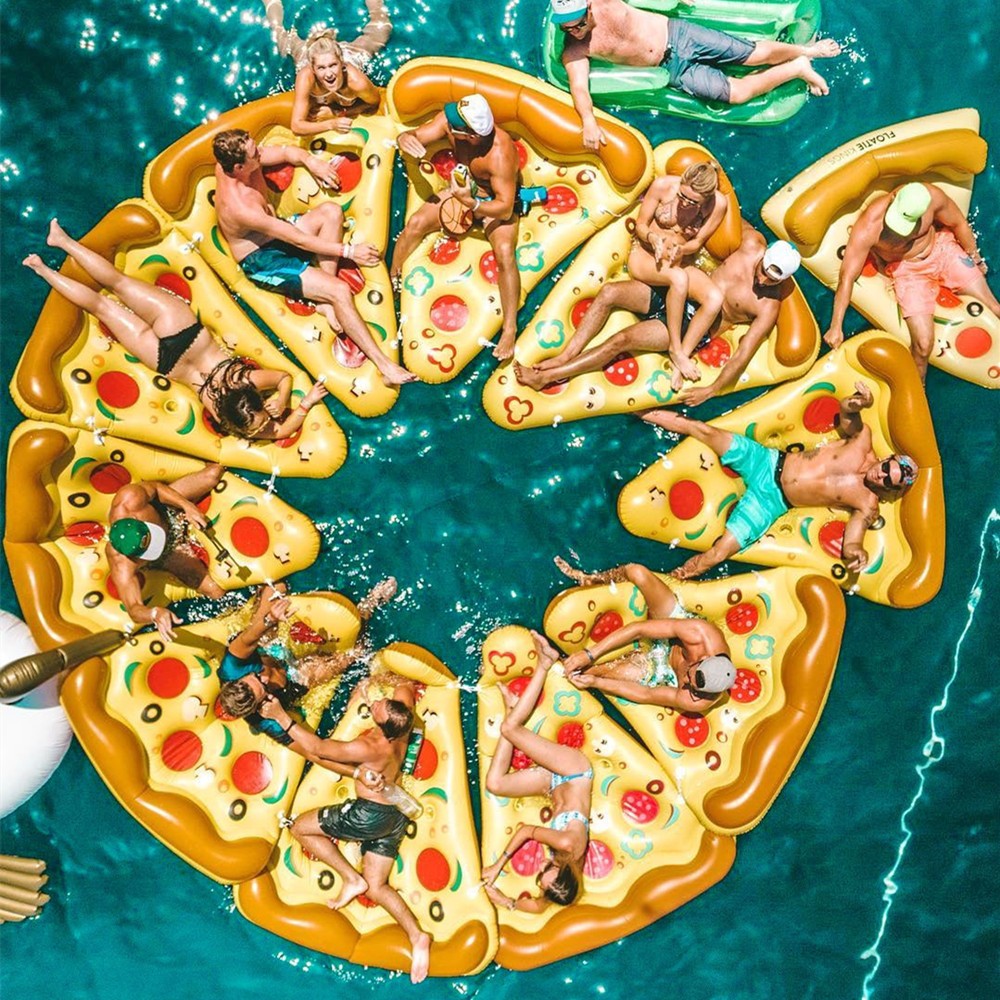 Pizza Inflatable Floating Row Swimming Ring Adult Water Drifting Unity Floating Bed Recliner Photo Decoration