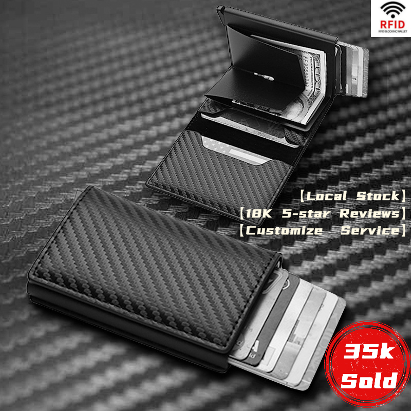 Men Wallet Rfid Cardwallet Card Holder Wallet Mini Slim Wallet PU Leather Dompet Lelaki Auto POP Up