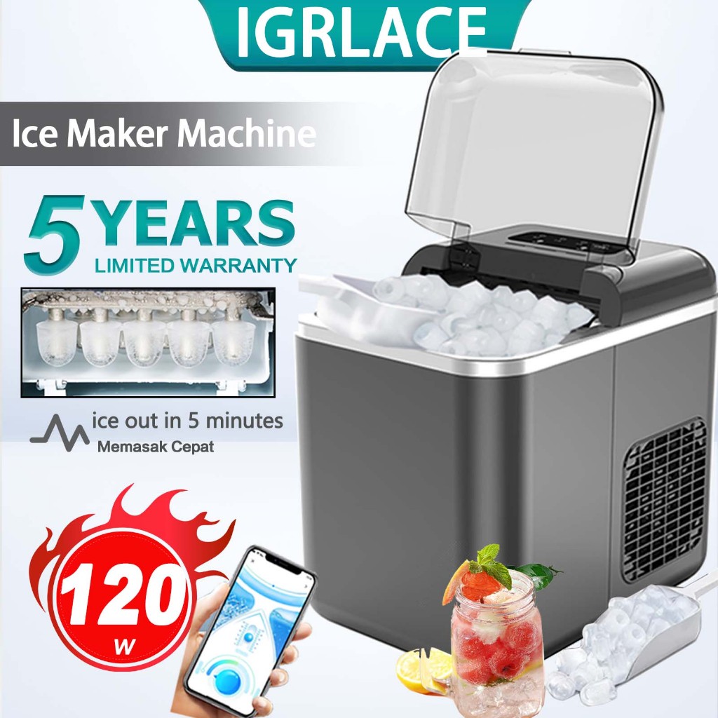 IGRLACE Ice Maker Machine Mini Home Electric Ice Maker Automatic Smart Fast Ice Making Machine 24H Ice Cube Maker 制冰机