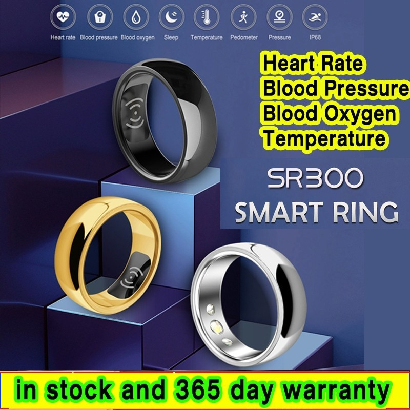 TOP SR300 Smart Ring Heart Rate Blood Pressure Oxygen Temperature Sleep Calories Health Multilingual Fitness Tracker Rings