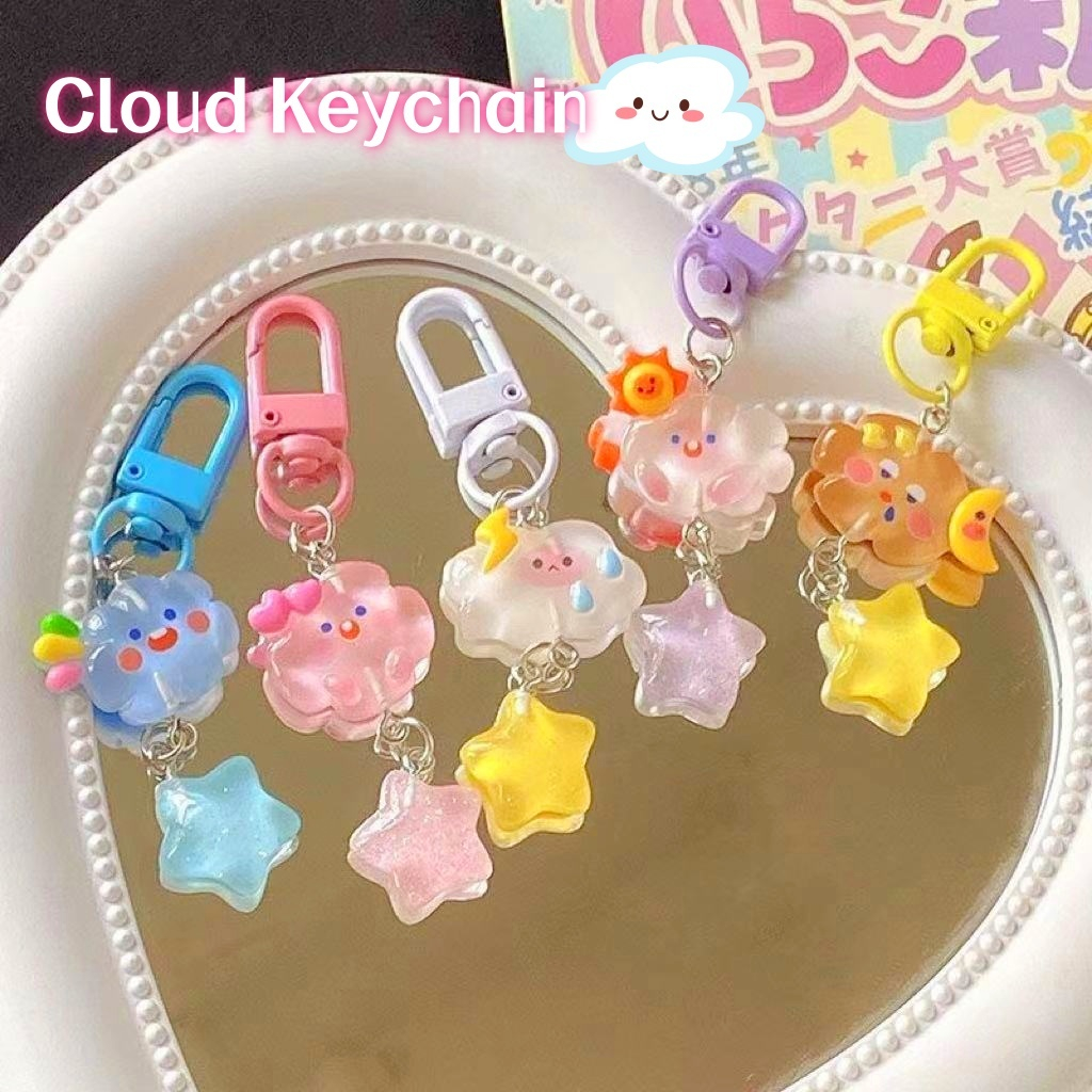 【Malaysia stock】Cute Cartoon Cloud Star Keychain Pendant INS Style Student Friend Gift 云朵钥匙扣 Lucie1