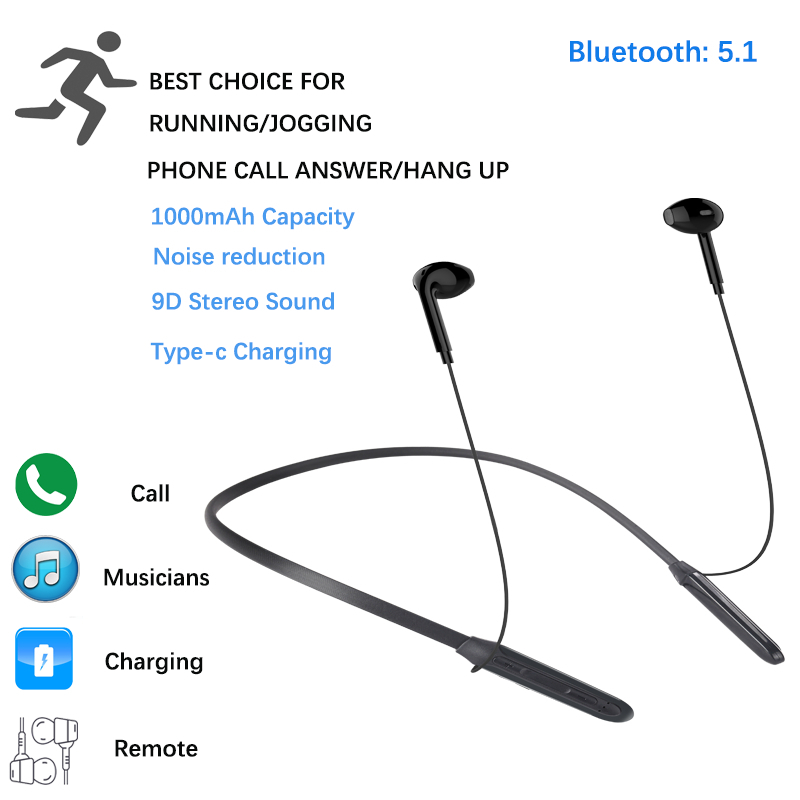 Ipx4 Anti-Sweat Neckband Bluetooth Sports Headphones earphone bluetooth Wireless Sports Headphones Stereo is Heavy on Bass In-ear Earplugs Mic 挂脖蓝牙耳机运动耳机