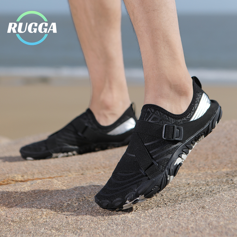 RUGGA Unisex Aqua Shoes Rubber No-Slip Beach Shoes Pool River Barefoot Water Shoes for Swimming Hiking Seaside