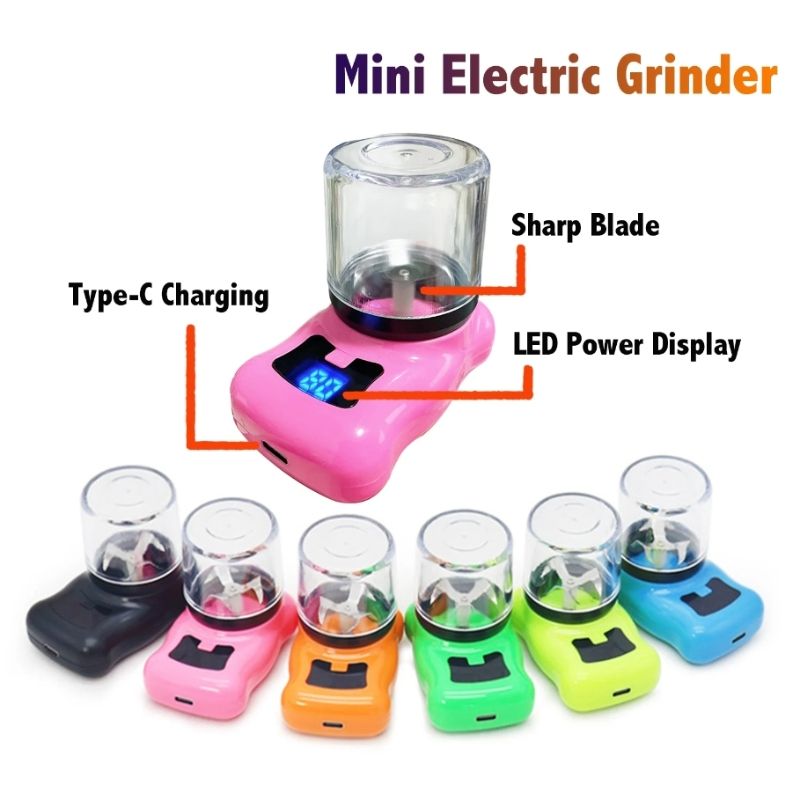 Electric Herb Grinder Portable Mini Crusher with Digital Display Type-C Charging Port Rechargeable Fast Herbal Grinder Tools Box