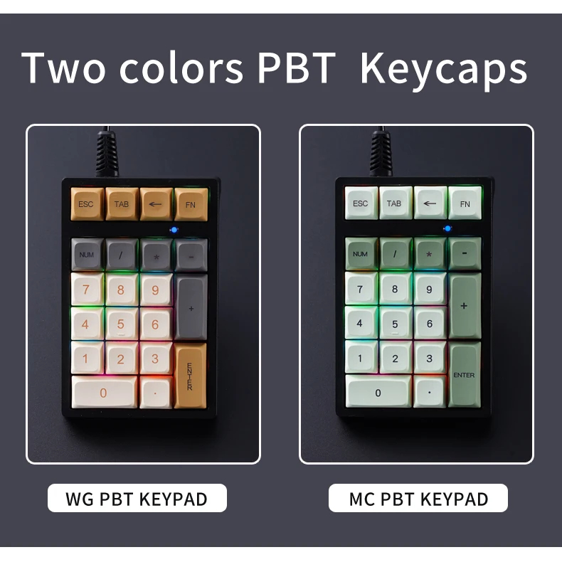 21 key Wired Mechanical Numeric Keypad with Multi-color Lights and Green Shaft Suitable for Finance, Business, Laptop Users