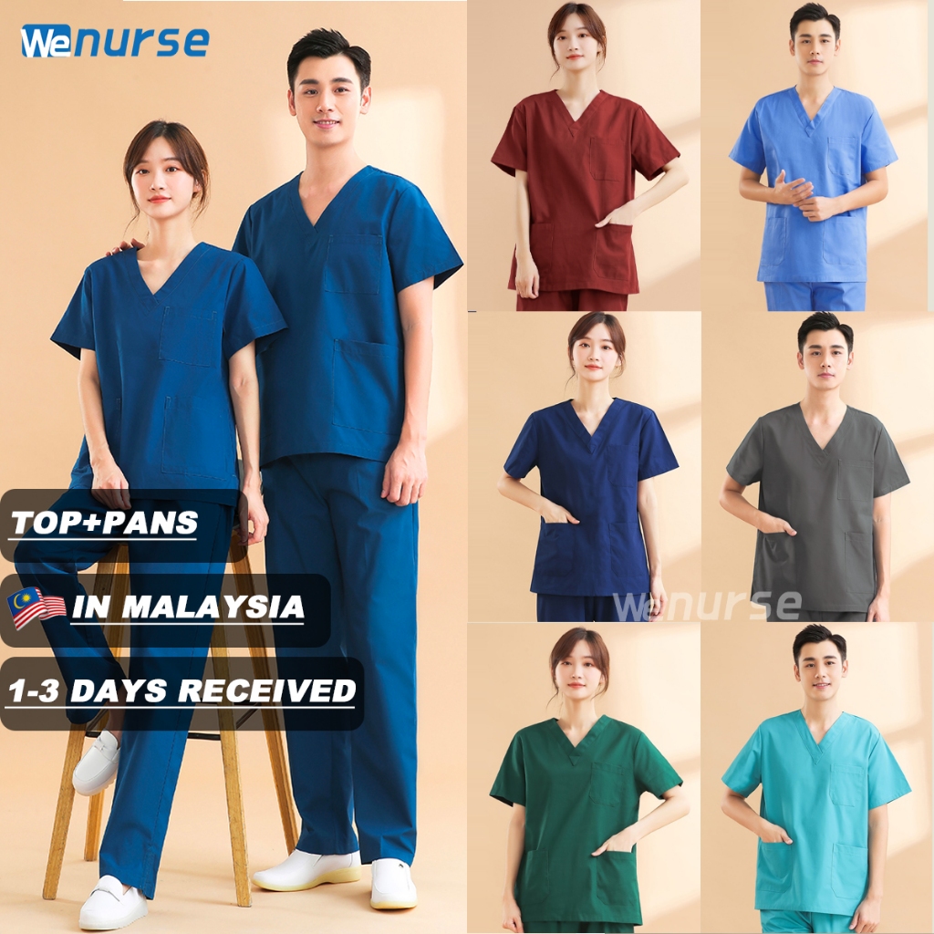 【MALAYSIA READY STOCK】 MEDICAL SCRUB SUIT BAJU SCRUB TOP+PANTS