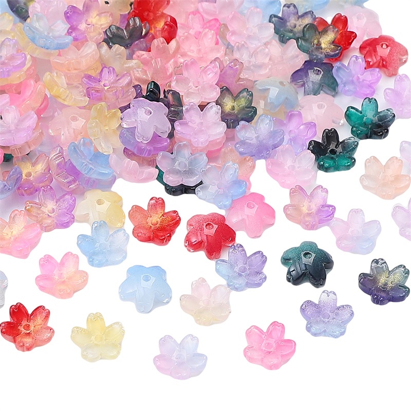 10pcs/Bag 11mm Cherry Blossom Bead Flower Glass Beads Charms For Earring Bracelet DIY Jewelry Craft Making