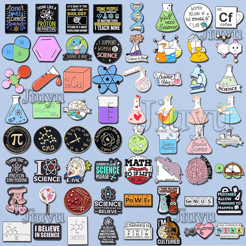 I Love Math Science Enamel Pins 100 Style Science Brooches Cute Beaker Chemical Molecule Brooch Pin School Student Teacher Gifts