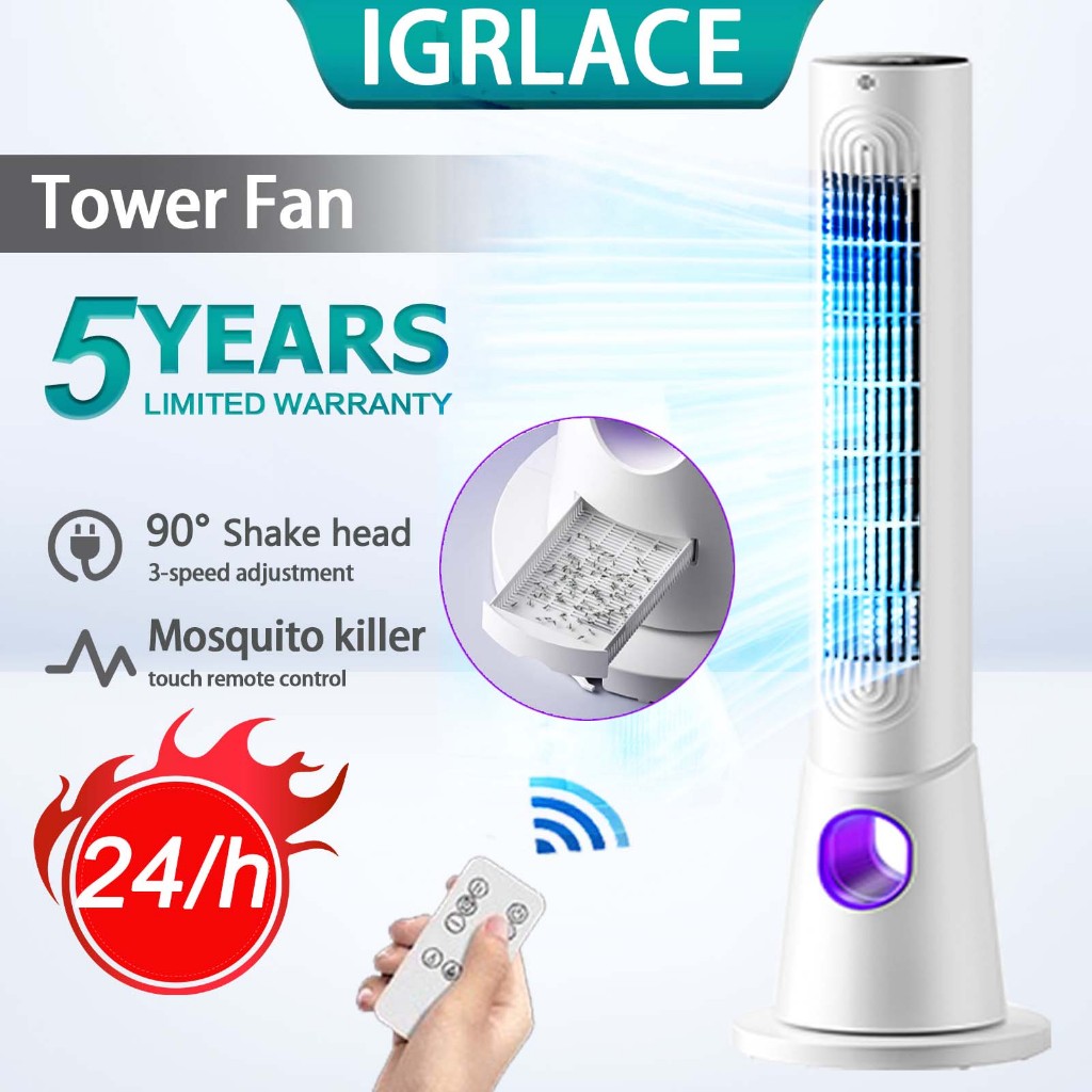 IGRLACE Tower Fan Bladeless Fan Remote Control Bladeless Standing Fan Timing Shaking Head Fan Low Noise Kipas elektrik 塔扇