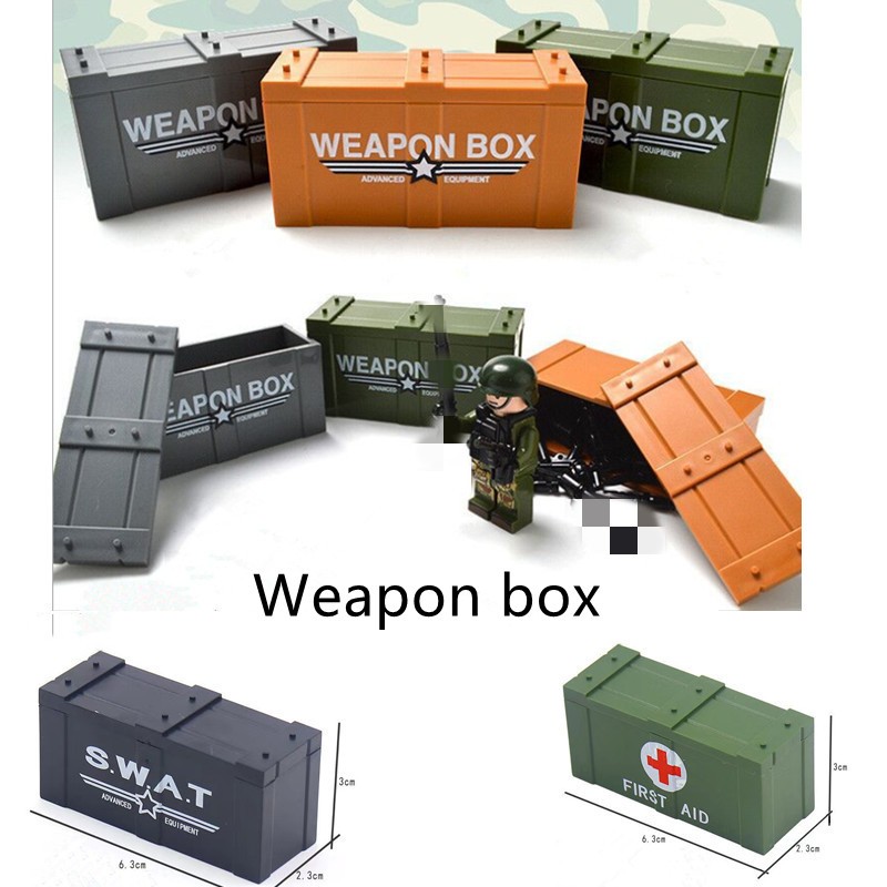 Weapon Box DIY building blocks Medical Box Military Equipment Storage Doll Accessories Kids Assembly toys