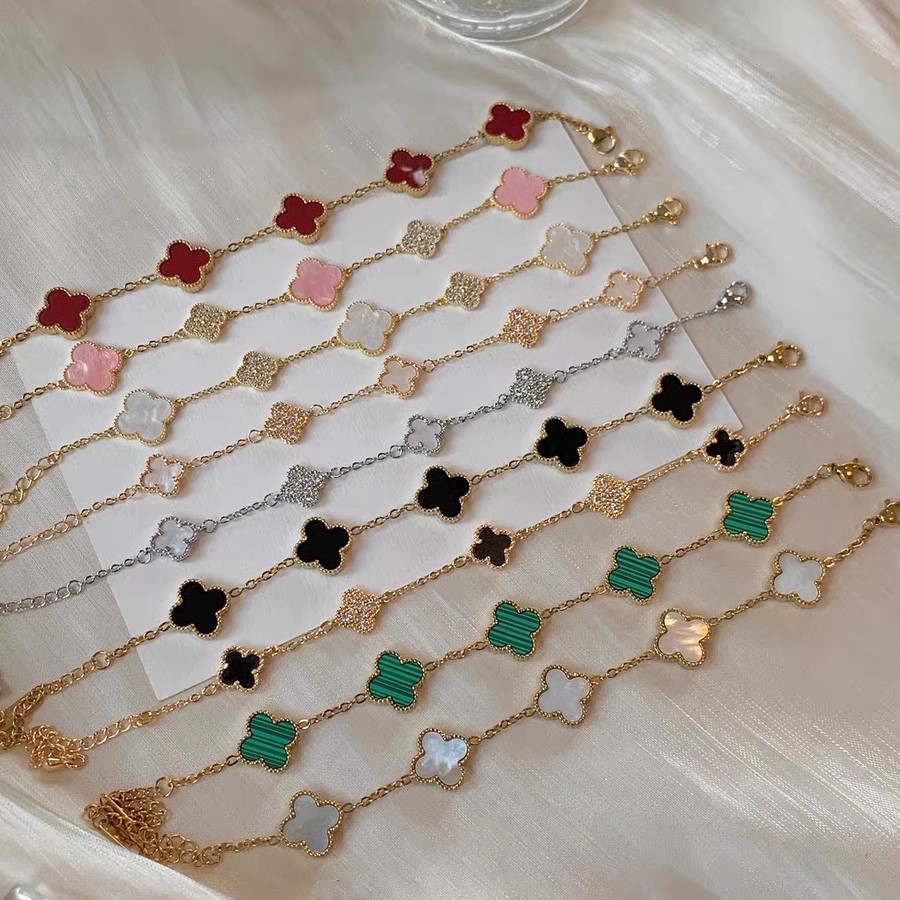 Korea multiple four-leaf clover bracelet women gold color ins high quality good friend's birthday gift