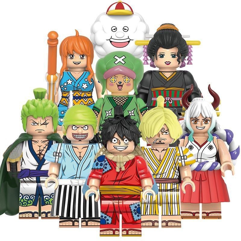 Compatible Lego One Piece Minifigure Building Blocks Luffy Chopper Zoro Sanji Nami Assembled Toys