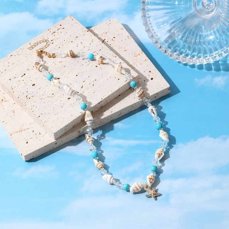 Fashion Handmade Boho Shell Conch Starfish Turquoise Pendant Necklace Choker Chain Beach Jewelry Gifts For Women NEW