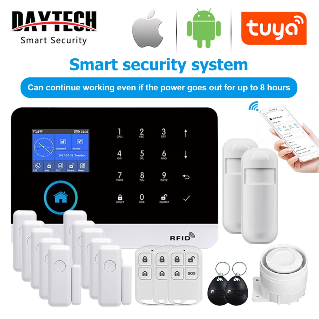 Daytech WIFI GSM Alarm System Wireless Tuya App Home Security Alarm With Sensor Kit(TA01) COD