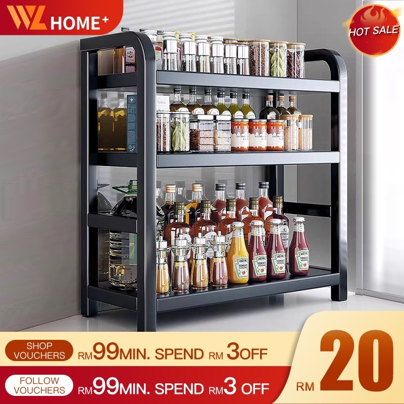 Spice Rack Rak dapur Kitchen Storage rack Kitchen Organizer Rak Serbaguna Seasoning Rack Kitchen Shelf Kitchen Rack Rak botol kicap dan sos