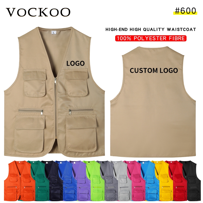 Sleeveless Jacket Vest Casual Retro Multi-pocket Photography Group Activity Workwear Vest Custom Tag