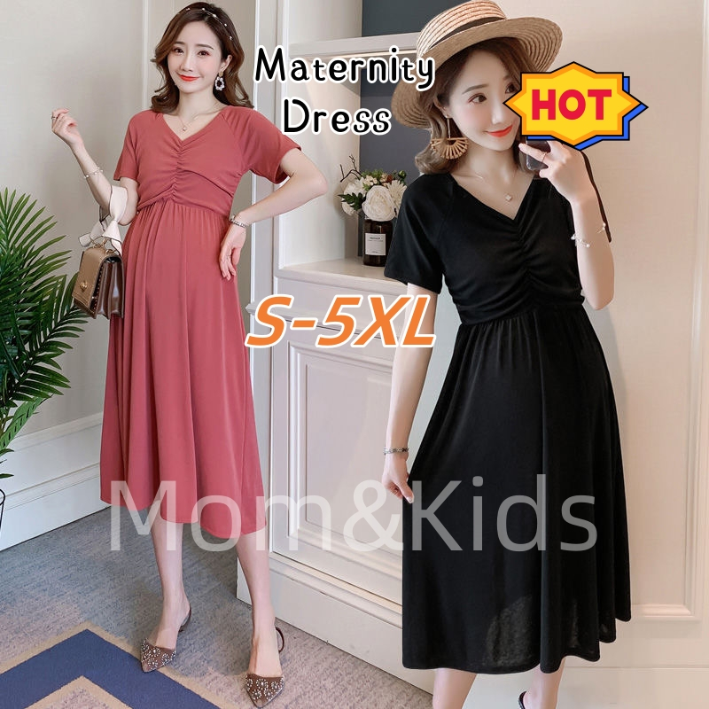 Mom&Kids High Quality S-5XL Pregnant Women Dress Pregnancy Dress Maternity Dress For Pregnant Women Summer Short-sleeve Seluar Mengandung 孕妇连衣裙 孕妇装 大码孕妇裙 孕婦裝新款 孕妇 孕婦連衣裙 孕妇短裤 孕婦裝 新款 孕婦褲