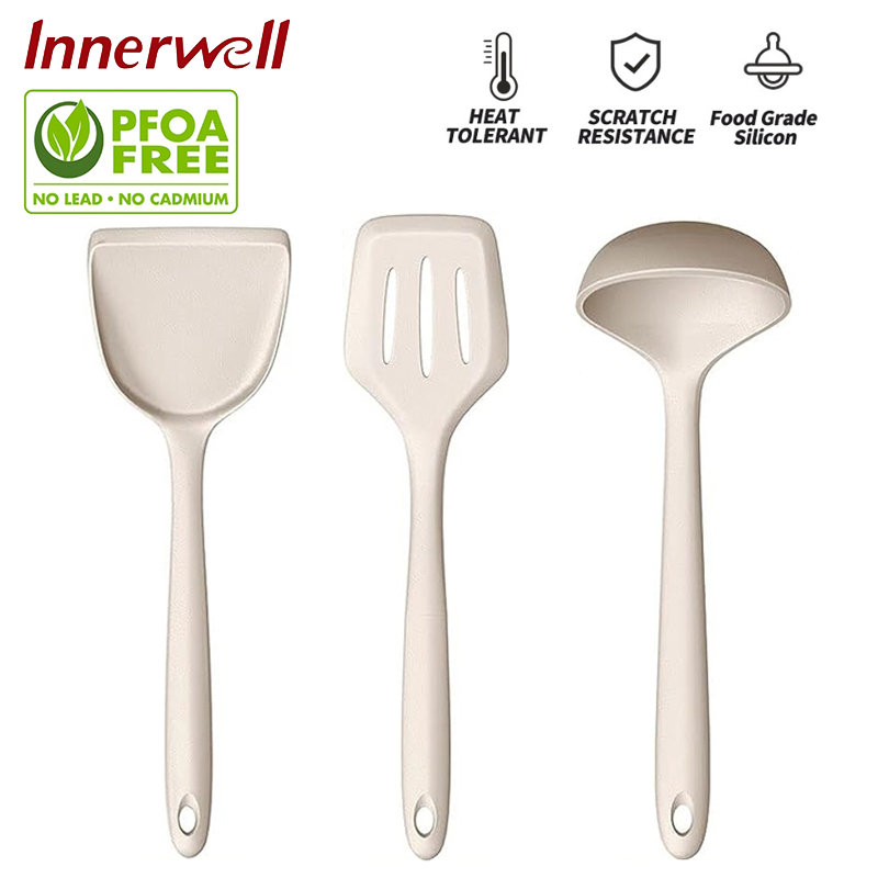 Innerwell Silicone Non-stick Pan Utensils Silicone Spatula Turner Shovel Soup Ladle Colander Cookware Cooking Tools 硅胶厨具 - Grade Heat Resistant