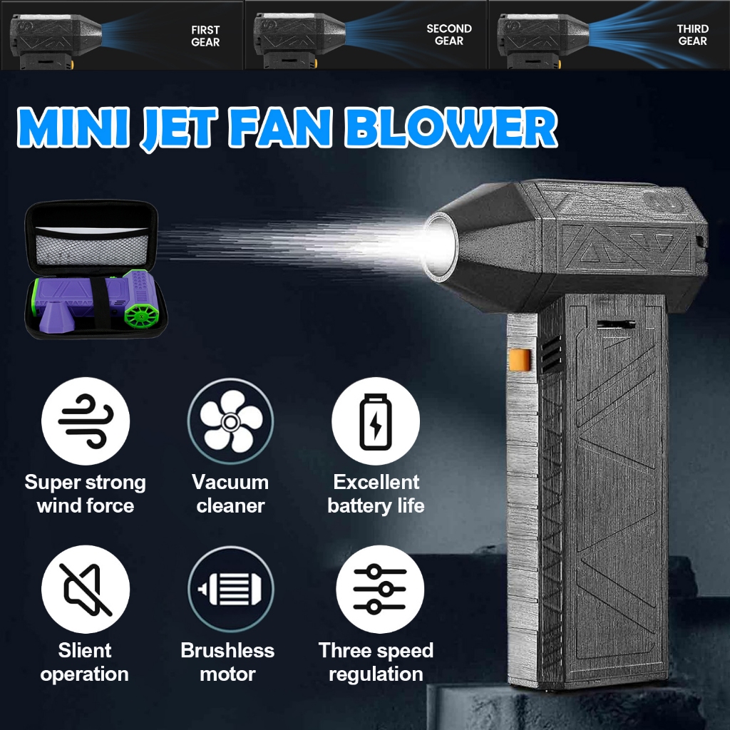 Mini Jet Fan Air Blower Cordless Turbo 8000mAh Rechargeable Jet Dry Mini Blower 130000RPM Portable Cordless Electronic Powerful Mini Jet Blower Portable Electric Air Duster Cordless For Cleaning Camping Outdoors Car