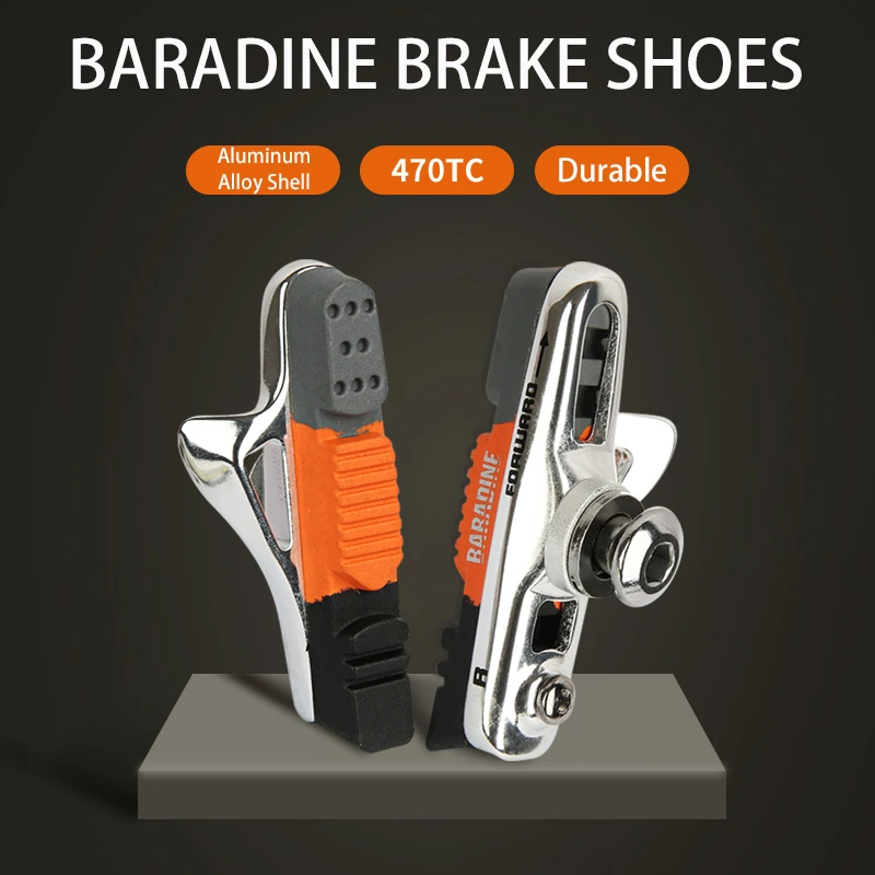 BARADINE 1Pair Bicycle Break Shoes For V-brake Durable Silent Rubber Pad Drainage Design BMX Folding Road Bike V-Brake Blocks