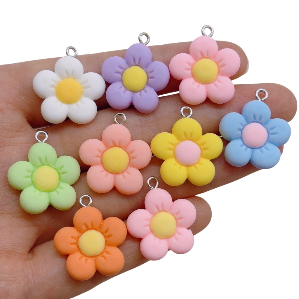 4pcs Flower Resin Earring Charms Diy Findings Kawaii Phone Keychain Bracelets Pendant For Jewelry Making