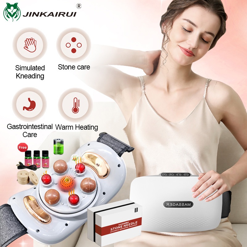 [Ready Stock]Jinkairui Abdominal Massager Electric Slimming Belt Heating Waist Massager Abdomen Massage Natural Stone Kneading Rotate Warm Stomach Belly Fat Burner Wireless use Health Gift