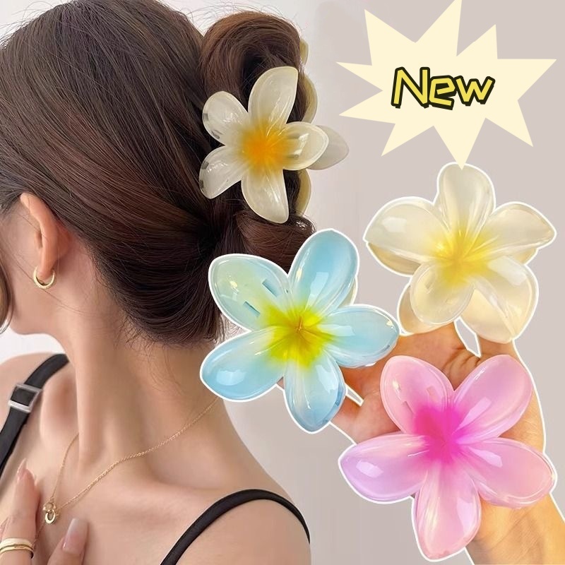 Summer Sweet Girl Frangipani Gradient Hairpin Cute Korean Holiday Style Women's Multifunctional Hair Accessory