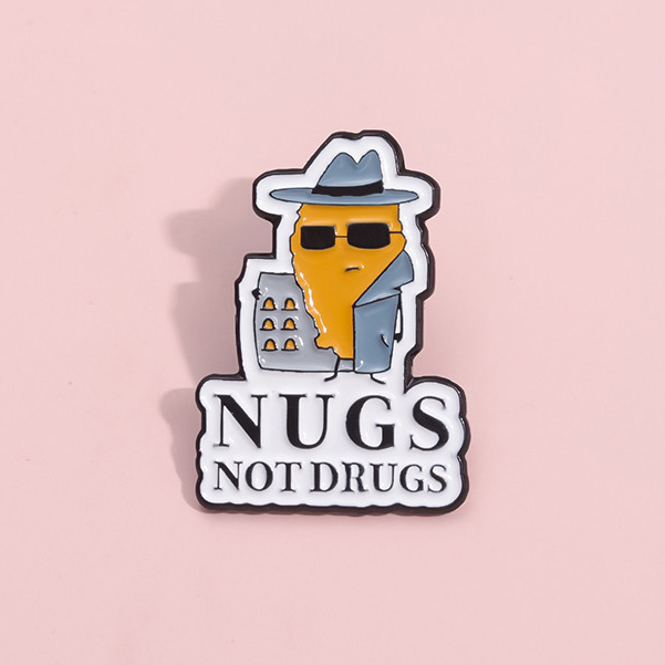 Funny Nugs Not Drugs Texts Brooch Pins Cartoon Chicken Nuggets Brooch Badges Backpack Clothing Accessories Gifts