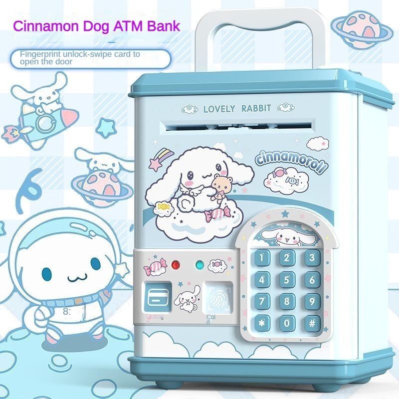 Piggy Bank Girl ins Cinnamon Dog Mini Children atm safe Money Saving Box smart deposit machine kids atm bank money saving box Kuromi elsa Cute Sanrio My Melody ATM Machine Money Bank Toy For Kids