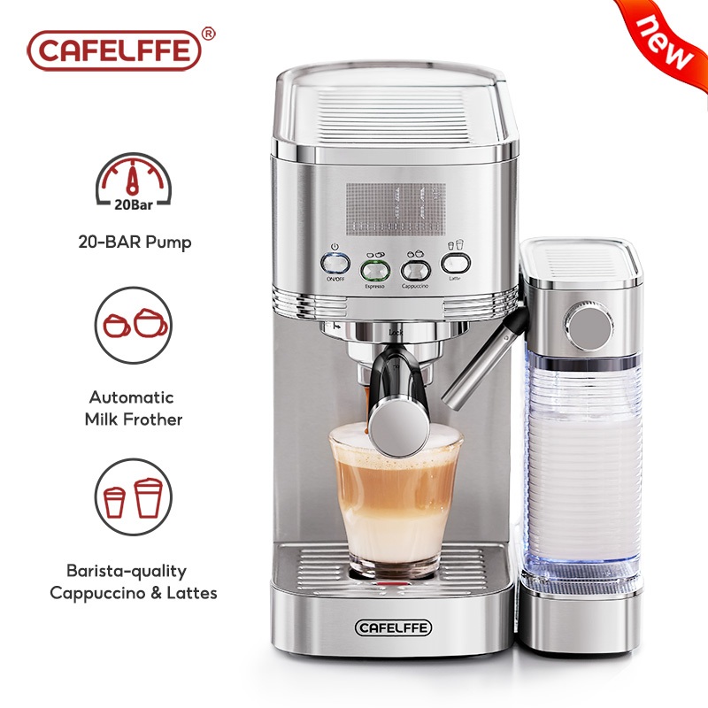 Cafelffe Automatic Espresso Machine with Built-In Milk Frother, 20-BAR Pump