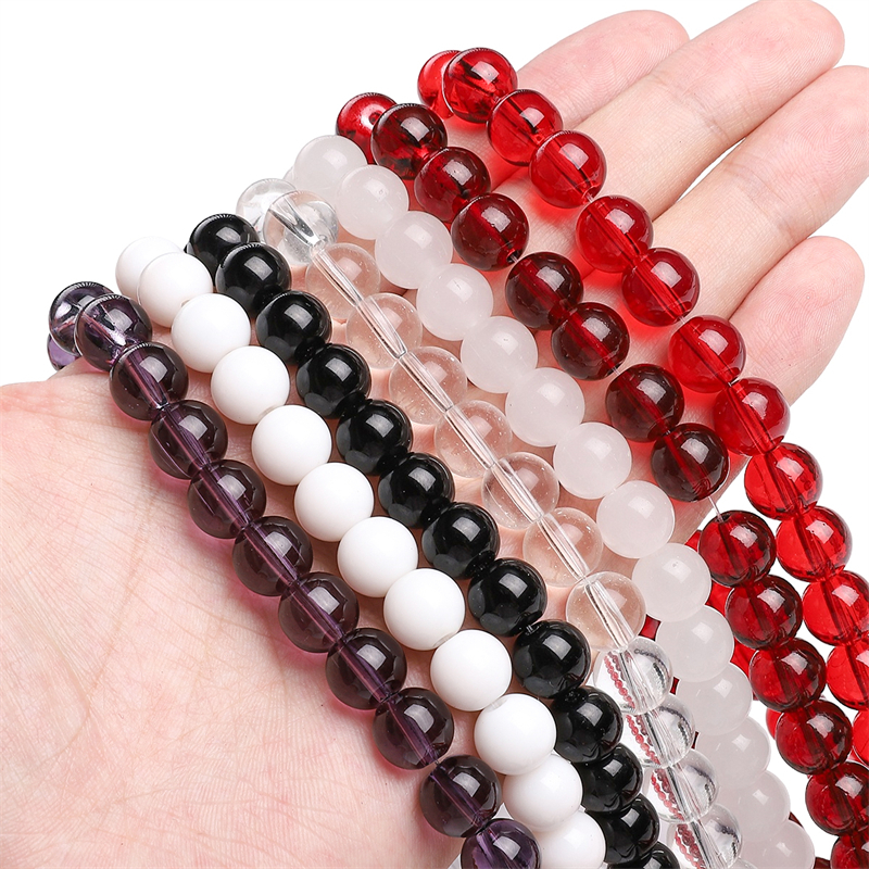 4/6/8/10mm Crystal Glass Beads Round Loose Spacer Beads for Necklace Bracelet Earring DIY Jewelry Making Accessories 15” 38cm/Strand