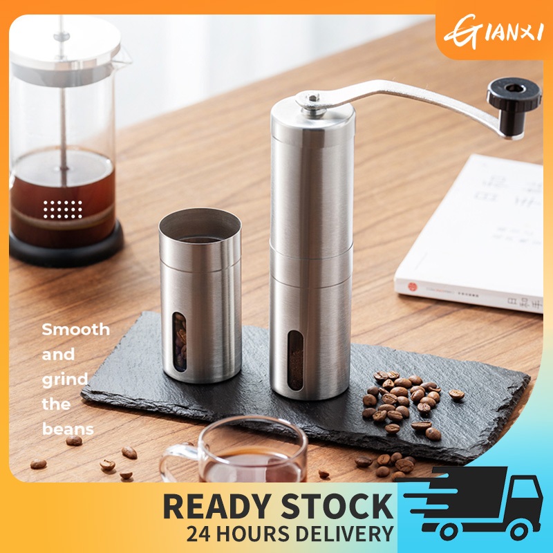 Manual Coffee Grinder Mini Hand Crank Coffee Bean Grinder Ceramic Burr Coffee Mill for French Press 304 Stainless Steel 陶瓷咖啡磨豆研磨机 GIANXI