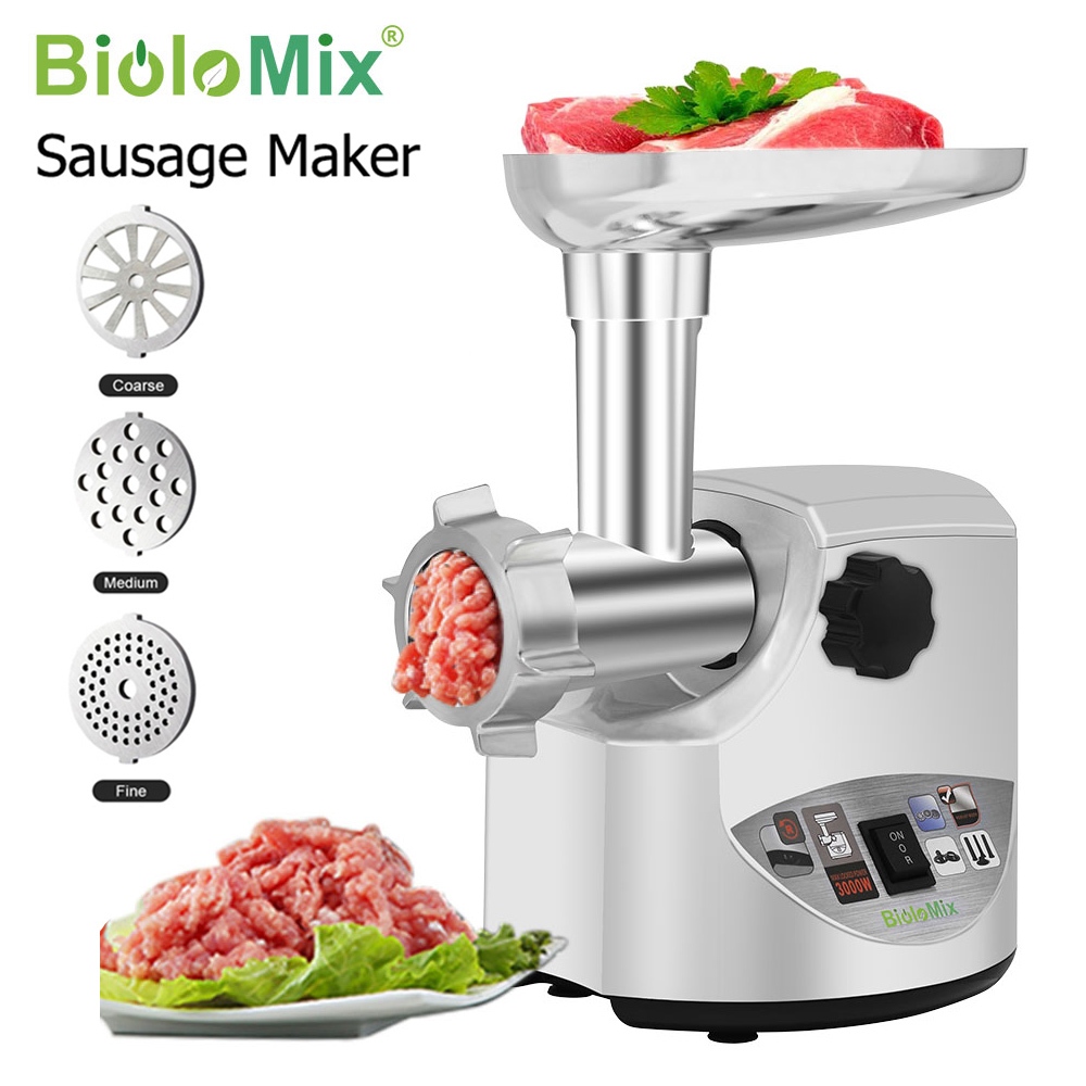 BioloMix 3000W Stainless Steel Heavy Duty Electric Meat Grinder Sausage Stuffer Maker Machine Chili Vegetable Meat Mincer 絞肉機