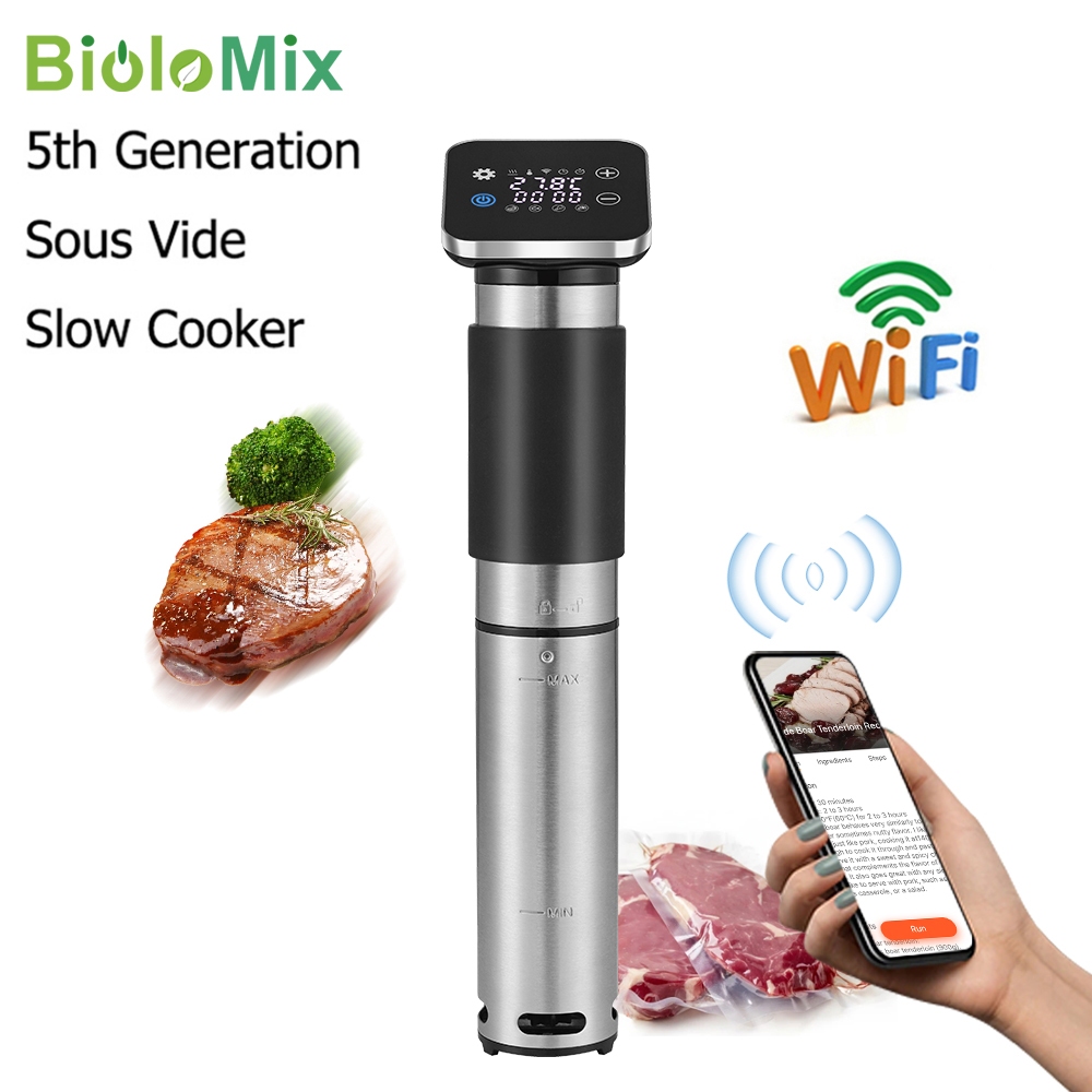 BioloMix 5th Generation Stainless Steel Smart WiFi Sous Vide Cooker IPX7 Waterproof Thermal Immersion Circulator