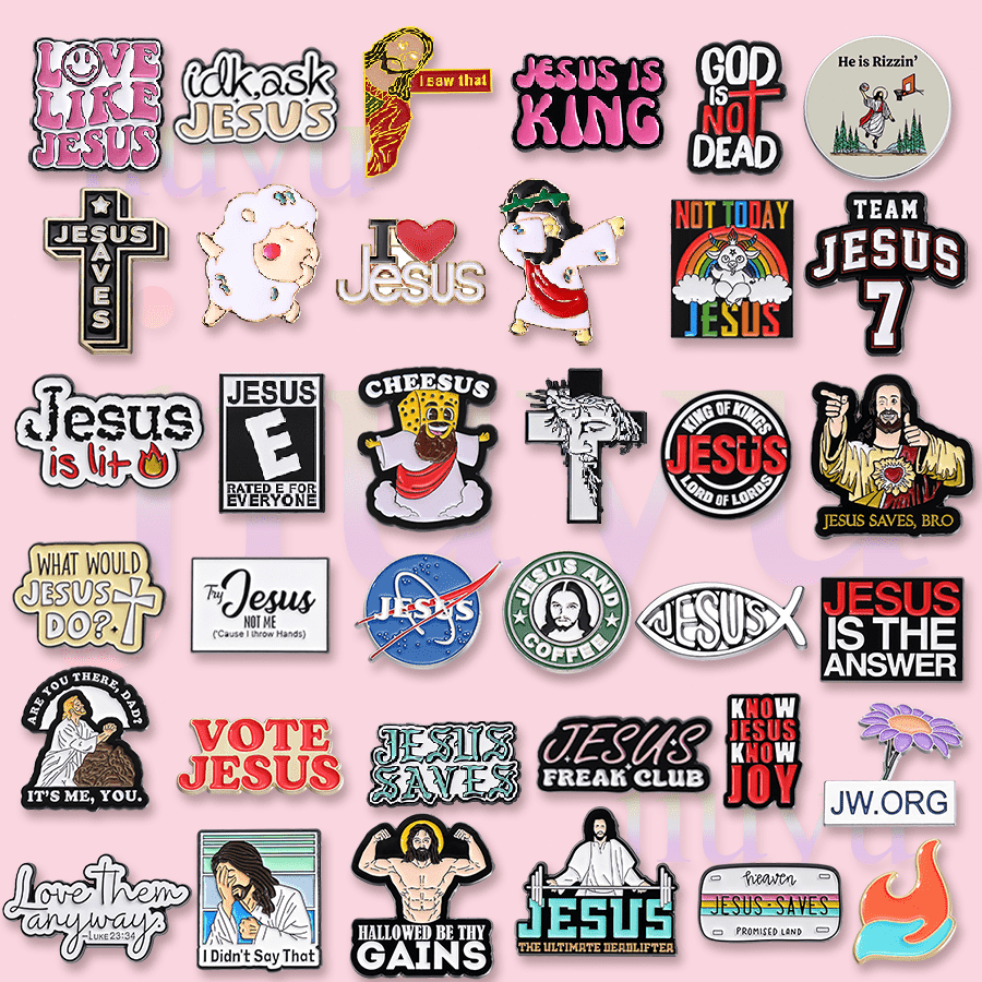 78 Styles Jesus Badges Messiah Lapel Pins Cartoon Character Brooches Enamel Christian Faith Icon Badge Clothes Bag Jewelry Gift for Friend