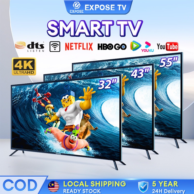 Smart TV 4K Ultra HD 32 43 inch LED Android 12.0 built-in TV Box Dolby Vision Audio 5Year Warranty