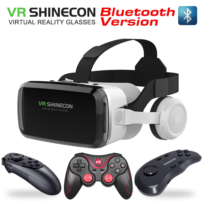 2022 VR Shinecon G04BS New Wireless Bluetooth Headset Version Virtual Reality Glasses 3D Goggle Cardboard Helmet for Smartphone