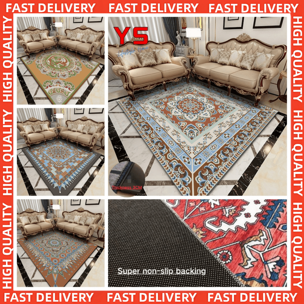 YS✨-Big Carpet Size 3D Geometric Anti-Skid Carpet For Living Room Home Decoration Accessories 大尺寸欧式地毯