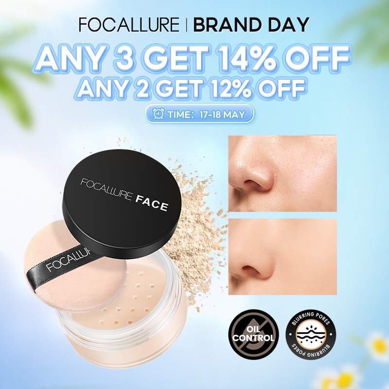 Focallure Matte Oil Control Loose Setting Powder Waterproof Weightless Soft-velvet Blurring With Cosmetic Puff Beauty Makeup Powder 7g