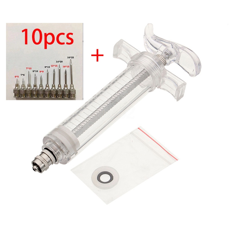 5ml/10ml Animal Syringe+10pcs Animal Mixing Needle 304 Stainless Steel Needle Animal Equipment Beef/Sheep/Horse/Chicken/Duck and Other Animal Shepherd Supplies