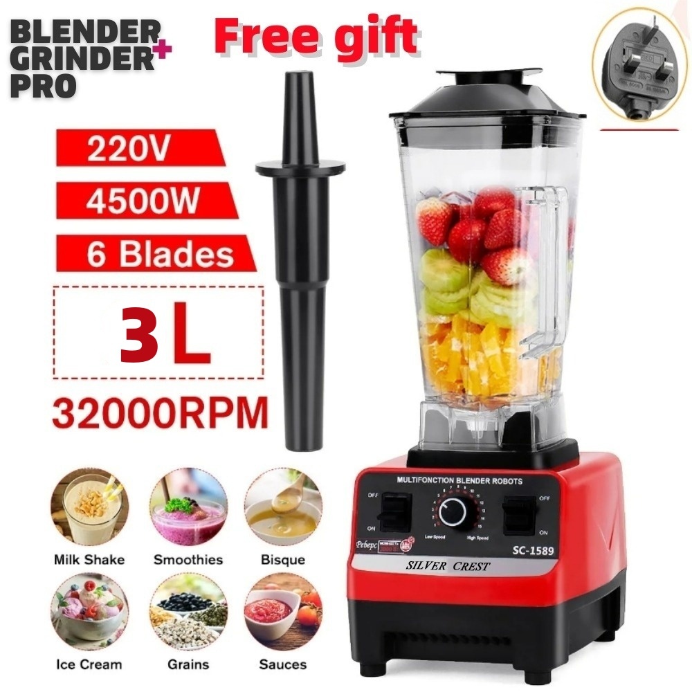【Free gift】3L Heavy Duty Blender High Power Food Processor Ice Smoothie Fruit Electric Blender Machine