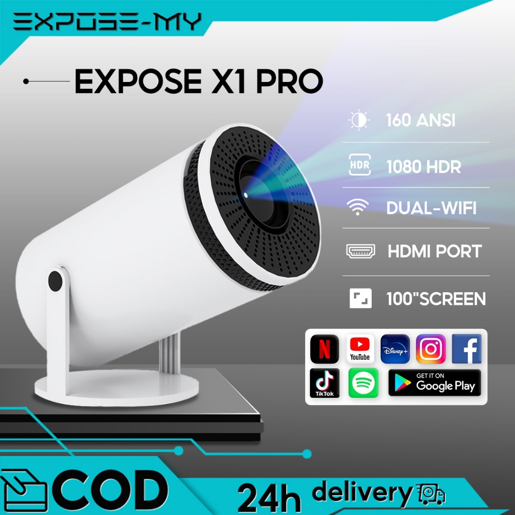 EXPOSE 4K WIFI Projector Mini FHD 8000 Lumens HDMI For Laptop & Classroom