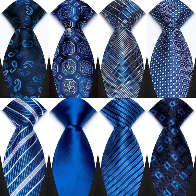 New Men's Tie 8CM Neckties For Man Classic Jacquard Woven Plaid Paisley Solid Royal Blue Color Neck Ties Neckwear For Man Formal Dress Gravata Corbatas Wedding Party Business