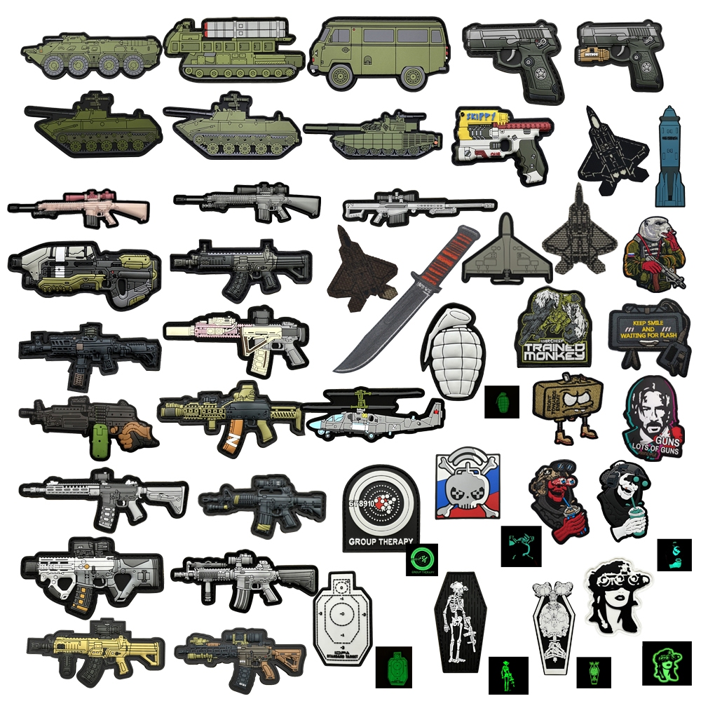 New Product Velcro Patch Q Version Weapon Sticker Badge Velcro Rubber Badge Rubber Badge 3D PVC Drop Plastic Craft Many Details Badge Morale Bag Sticker