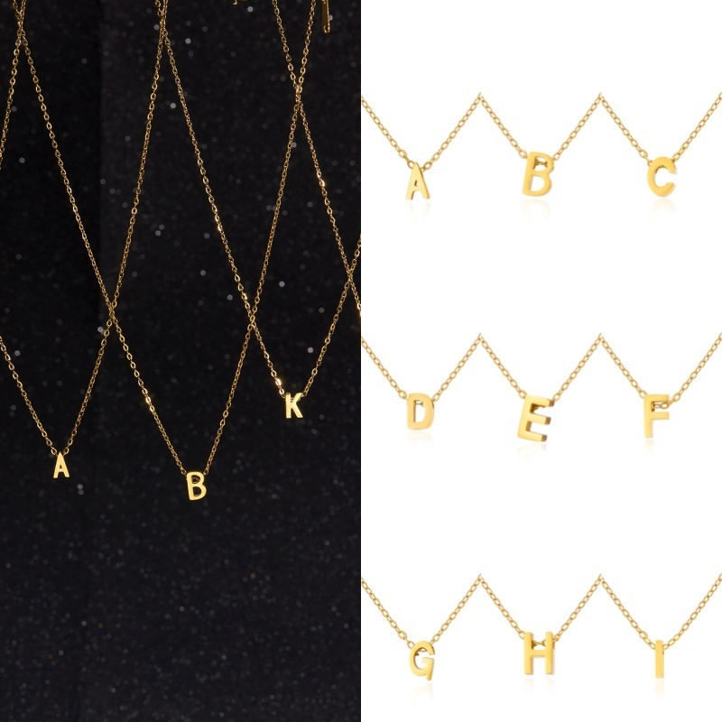 Fashion Simple Capital A-Z English Letters Necklace 18k Gold Plated 26 Letter Stainless Steel Necklaces For Men And Women Jewelry Gifts