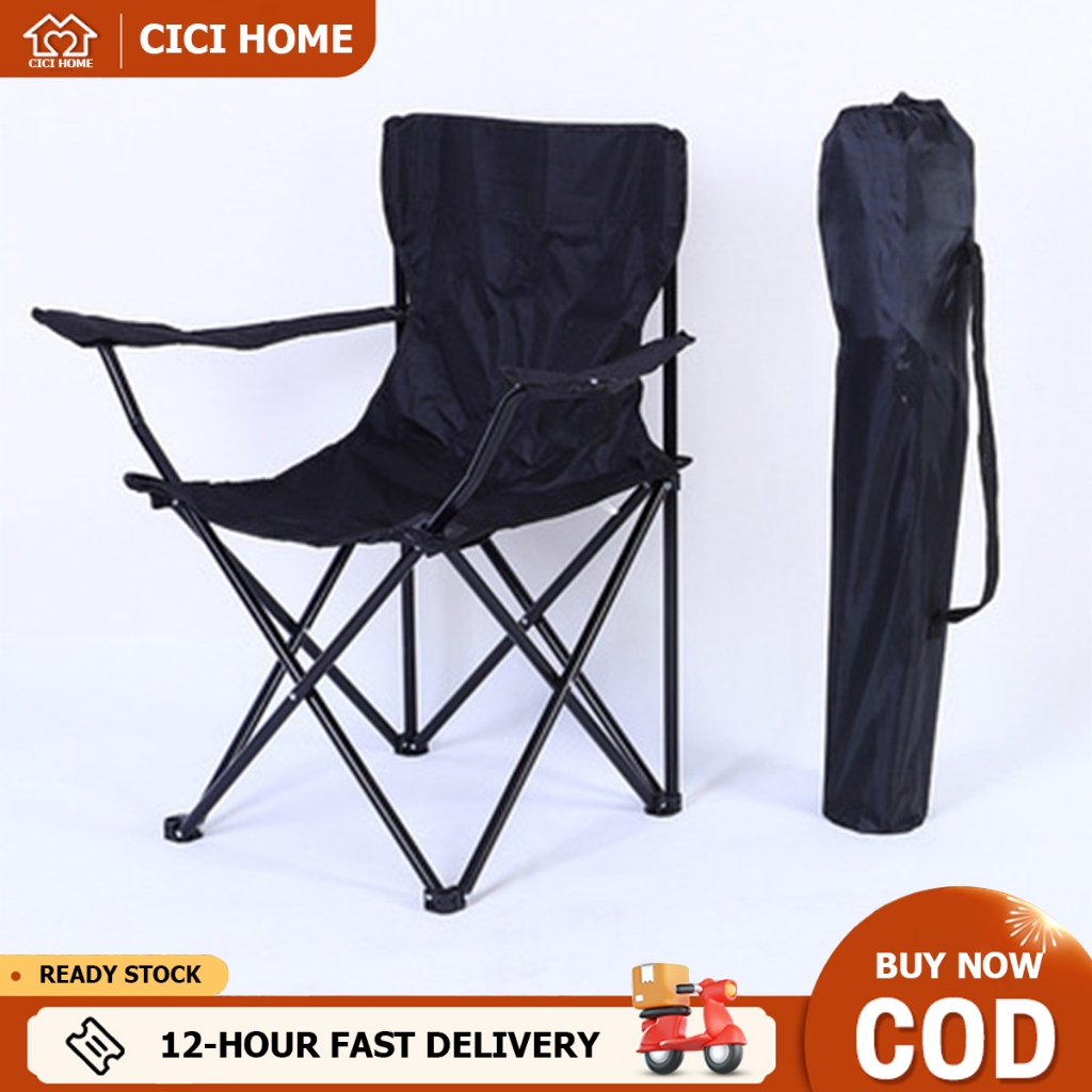 【Big Size Chair】Outdoor Camping Portable Folding Chair For Fishing Beach With Arm Rest