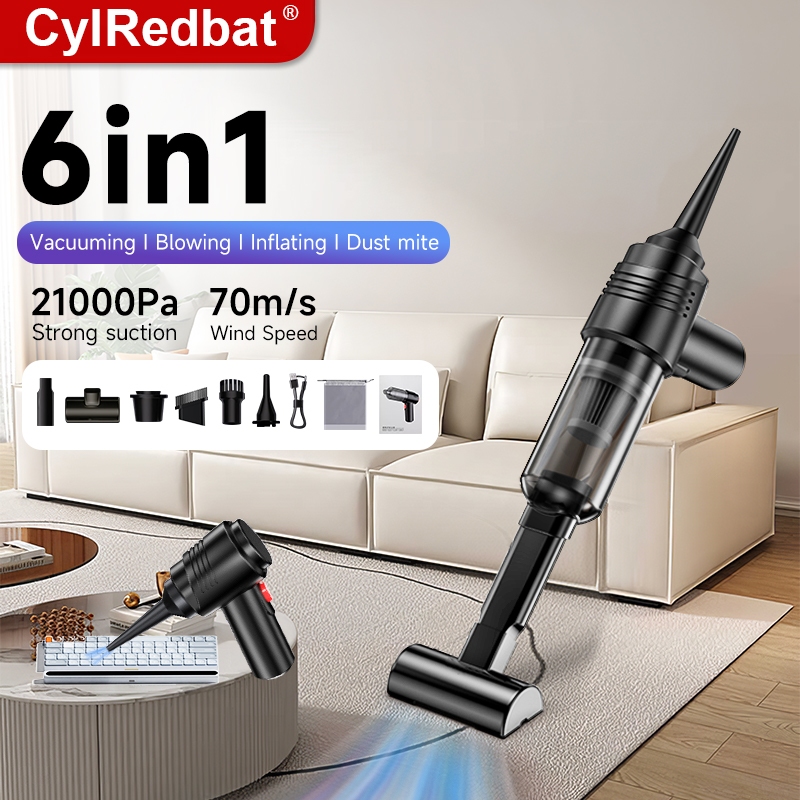 CylRedbat 6 in1 Wireless Blower Vacuum Cleaner 60000RPM Air Duster 21000Pa Cordless Car Vacuum Cleaner  Air Blower  Vacuum Kereta 吸塵機 鼓风机