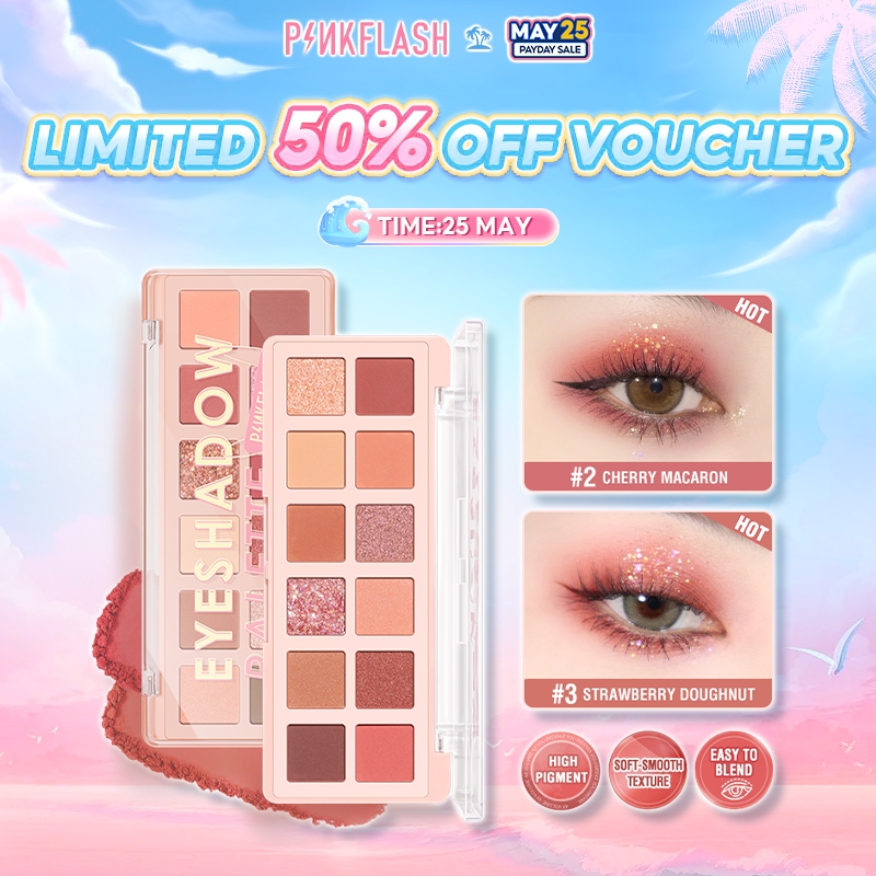 PINKFLASH PinkDessert Pink Dessert 12 shades eyeshadow palette High pigment Fine and smooth powder Waterproof Long-lasting Eye Make Up