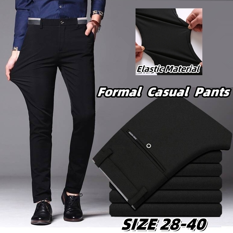 Local DeliveryMen's Business Office Formal Suit Pants Stretchable Flexible Slim Fit Casual Seluar Slack Lelaki Long Black Pant