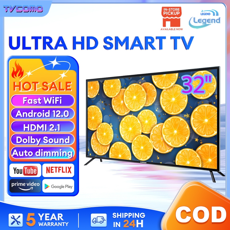 Smart TV 32 inch EXPOSE Android 12.0 TV 43 inch 4K Ultra HD LED Murah Television Built-in TV box WiFi Dolby Vision Dolby Audio 5-year Warranty